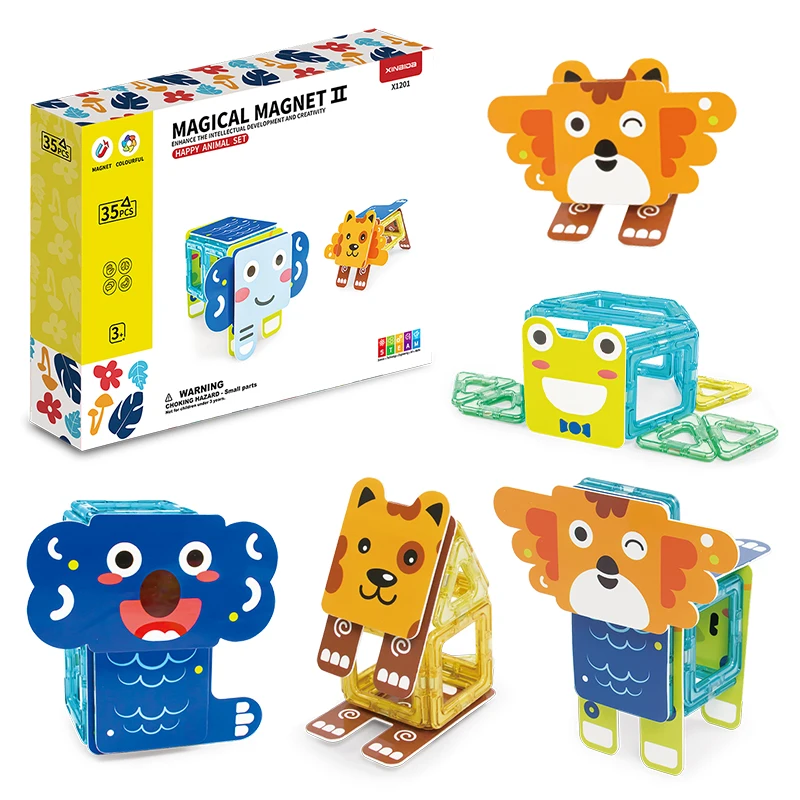 Magnetic Blocks Zoo Series Toys Intelligent 3D STEM Educational Game for Kids Toddlers Boys Girls Magnet Tiles Set