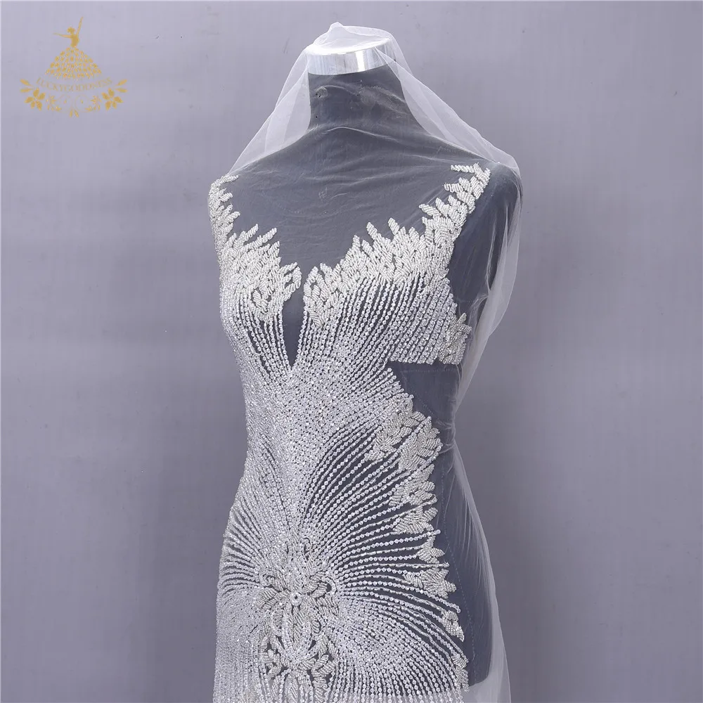 Rhinestone Wedding Large dress bead applique party wedding crystal patches