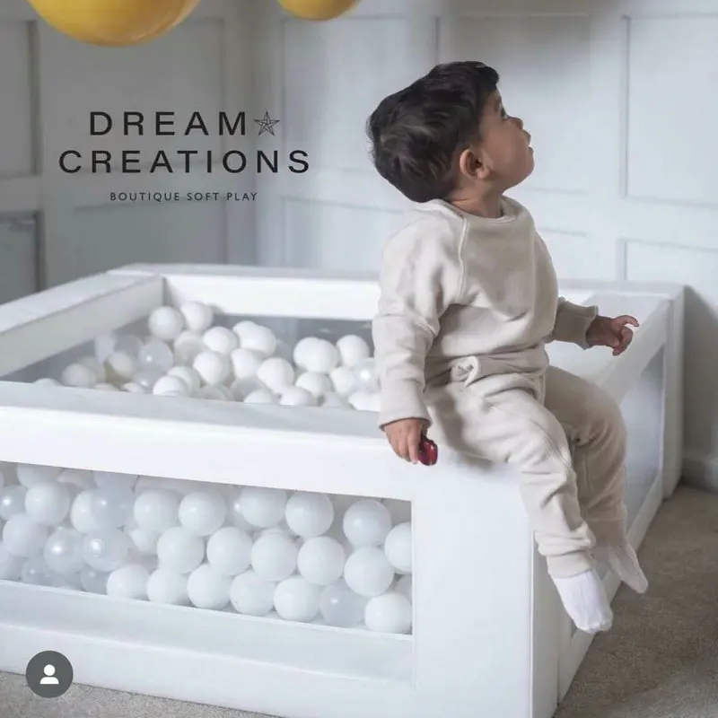 1.2 Meter 4 Feet Custom Baby Indoor Playground Soft White Clear Ball Pit With Clear Window
