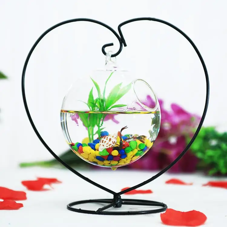 Hanging Aquarium Bowl wer Plant Vase Spherical Glass Betta Fish Tank Aquariums