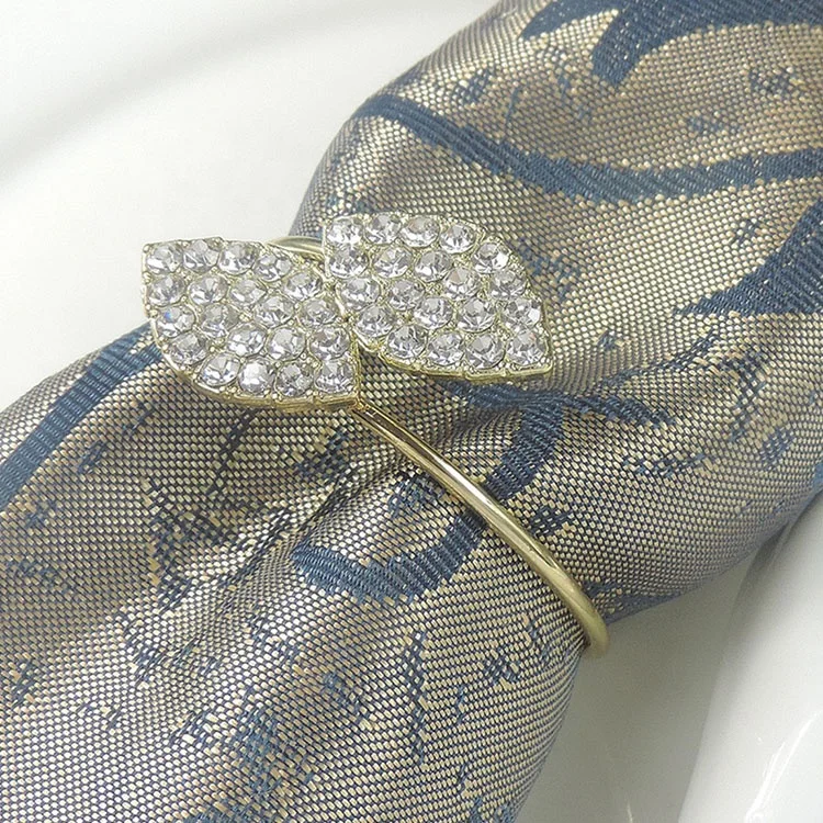 
Top Sale Shinning Diamond Stone Rose Gold Table Napkin Holder Ring 