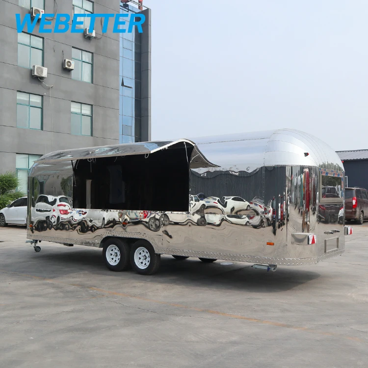 WEBETTER china mobile airstream food trailer manufacturer stainless steel remorque mobile fast food truck for sale Europe