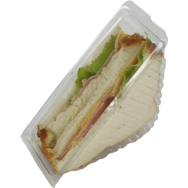 disposable plastic transparent triquetrous sandwich packing box/container/tray with lid/cover