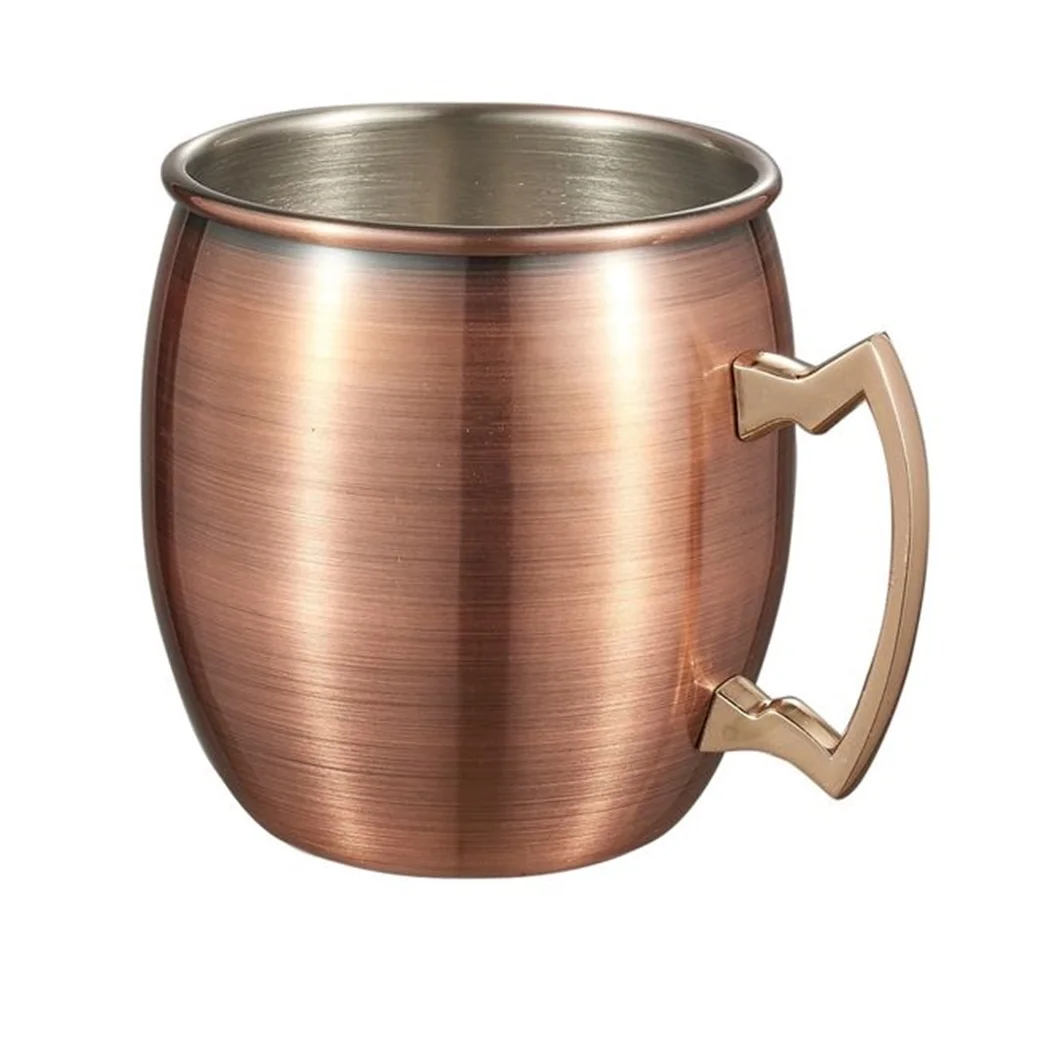 Style Moscow Gold Glossy Mule Cup Stainless Steel Solid Color Plated Copper Metal Lid Wine Cocktail Tea Beer Party Use