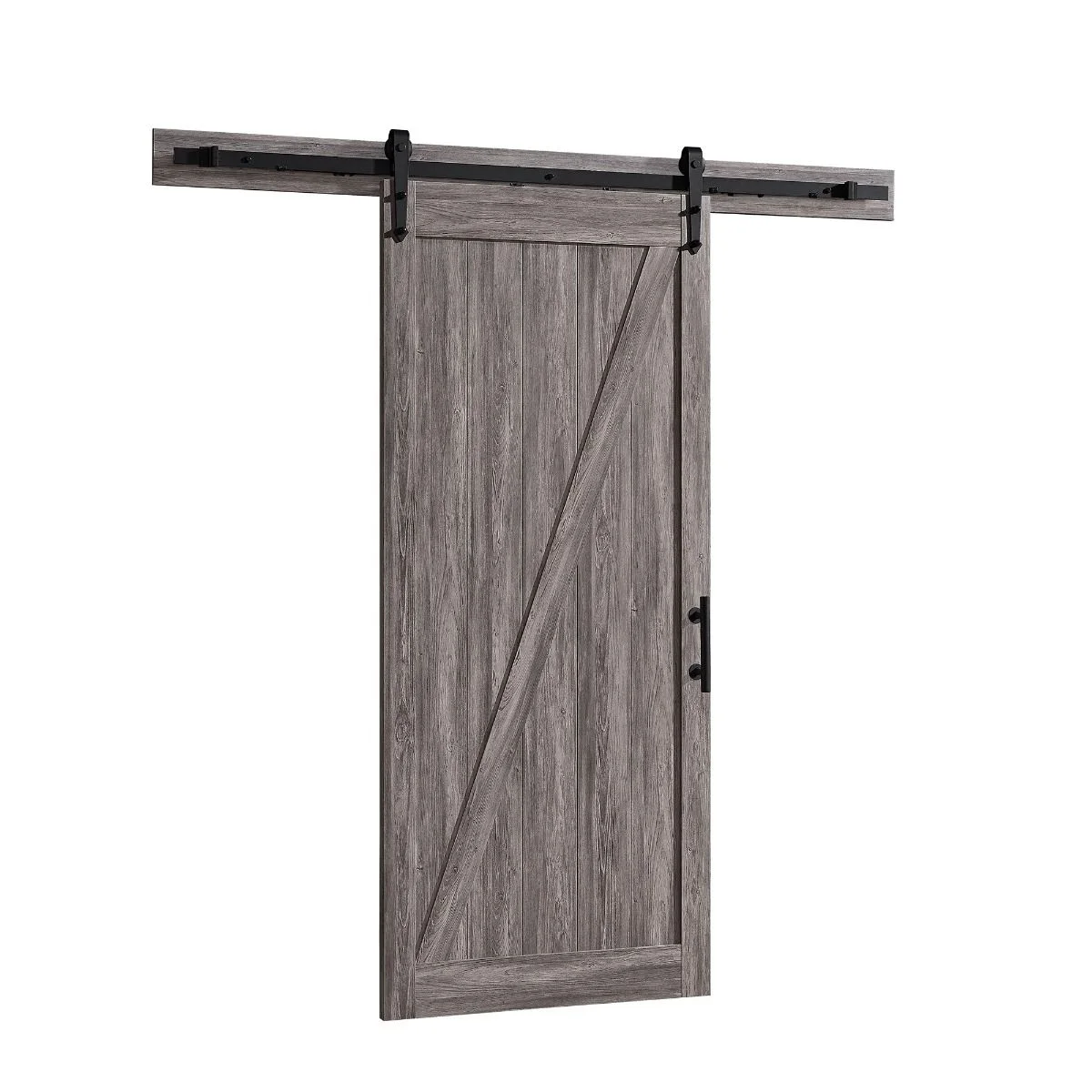 K-shaped Paneled Manufactured Wood Sliding Barn Door With Installation Barn Door