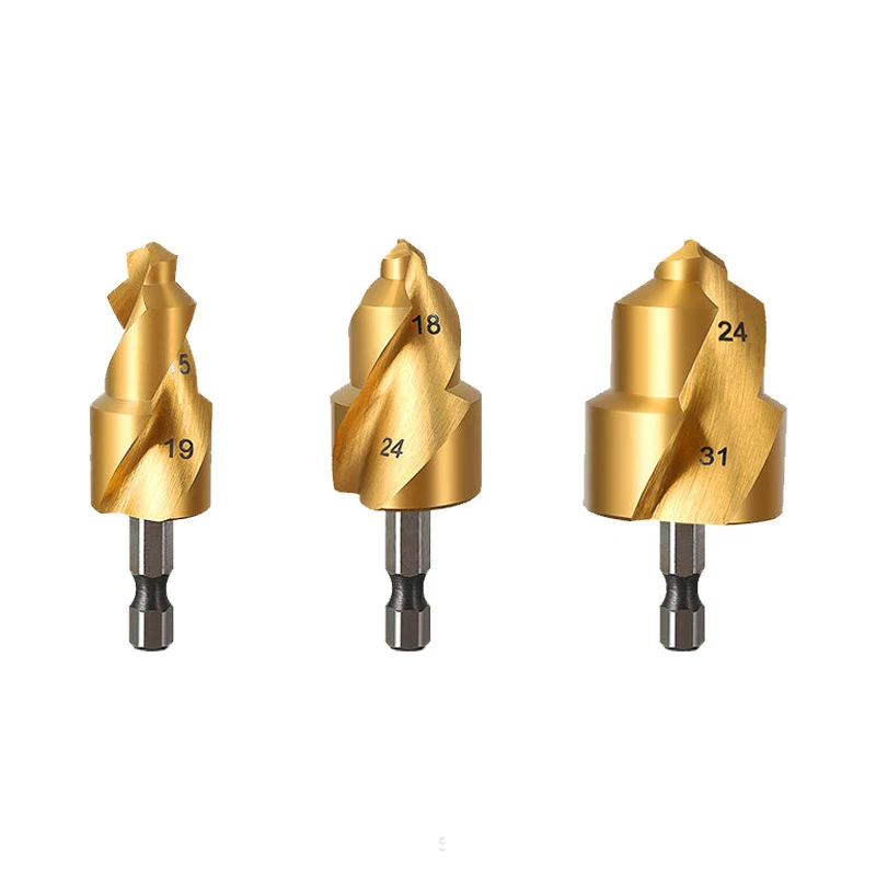 3PCS PPR Lifting Drill Bit Spiral Flute Stepped Drill 20 25 32 Reamer For 1/2' 3/4' 1' Hot Melt Water Pipe Hole Opener