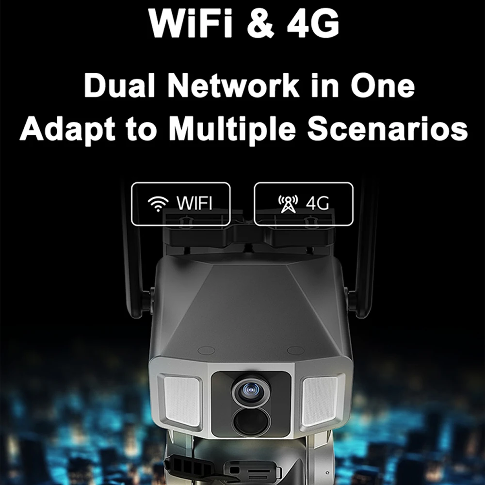 10x Zoom Triple Lens 2k Wireless Security Camera 4g Cctv Solar Camera Network Sim Card Solar Battery Power Ip66 Waterproof