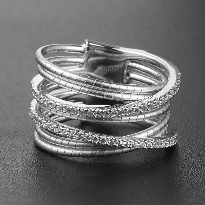 fine jewelry ring 14k gold plated ring luxury 925 silver stacking band 18k women zircon Stainless Steel Wire Rope Ring for women
