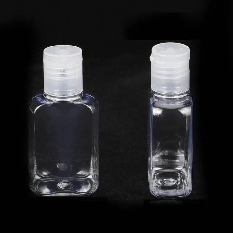 
square type Empty transparent 60ml plastic bottles plastic water bottles can with different cap 