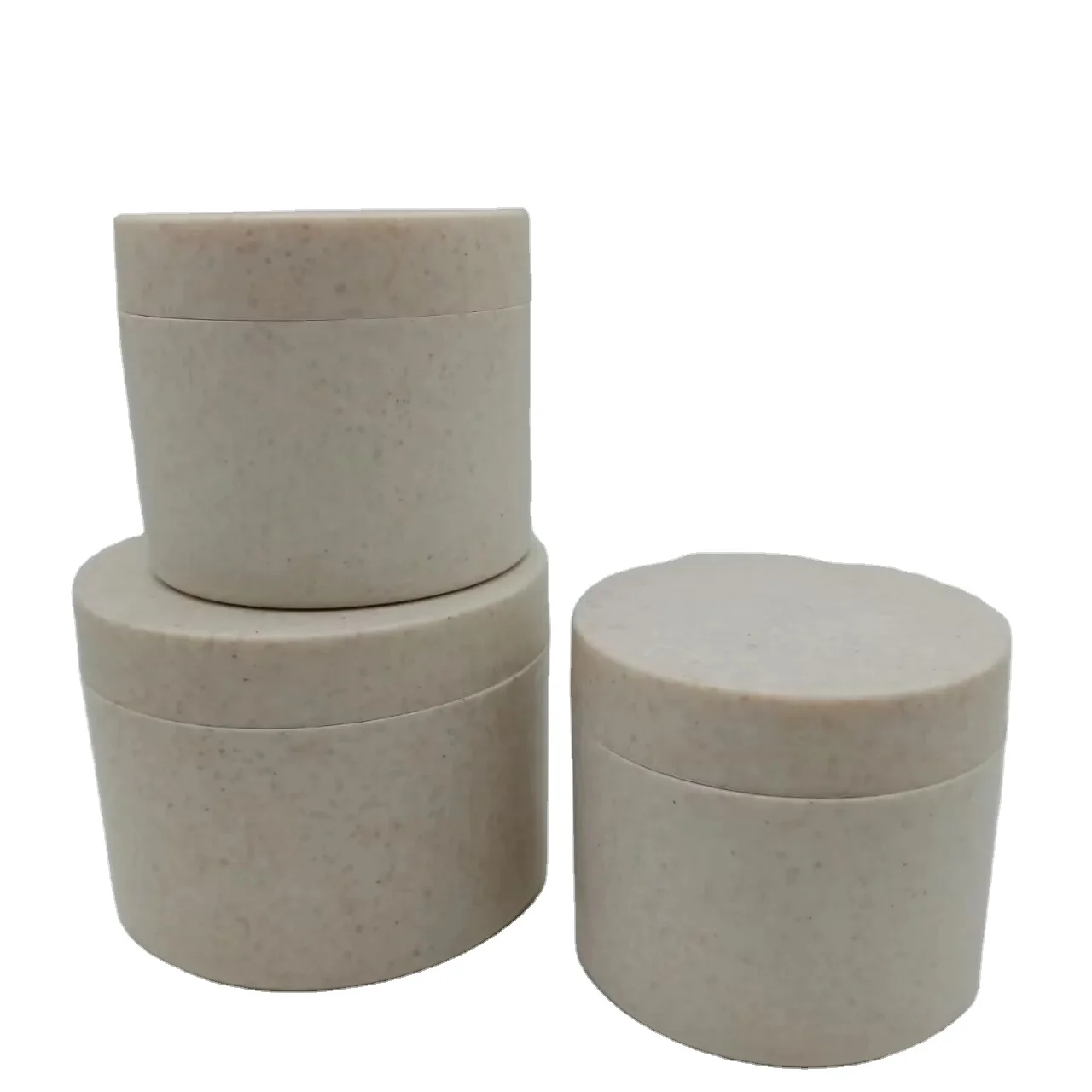 Wholesale Biodegradable PLA Plastic Cream Jar Container Wide Mouth 1oz 100g 300g Wheat Straw Plastic Cosmetics Jar
