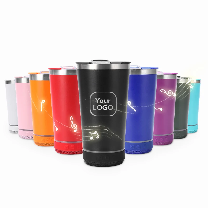 Brazil Reusable Stainless Steel Outdoor Tumbler 16oz Insulated Beer Cups with Opener colorful wireless Speaker
