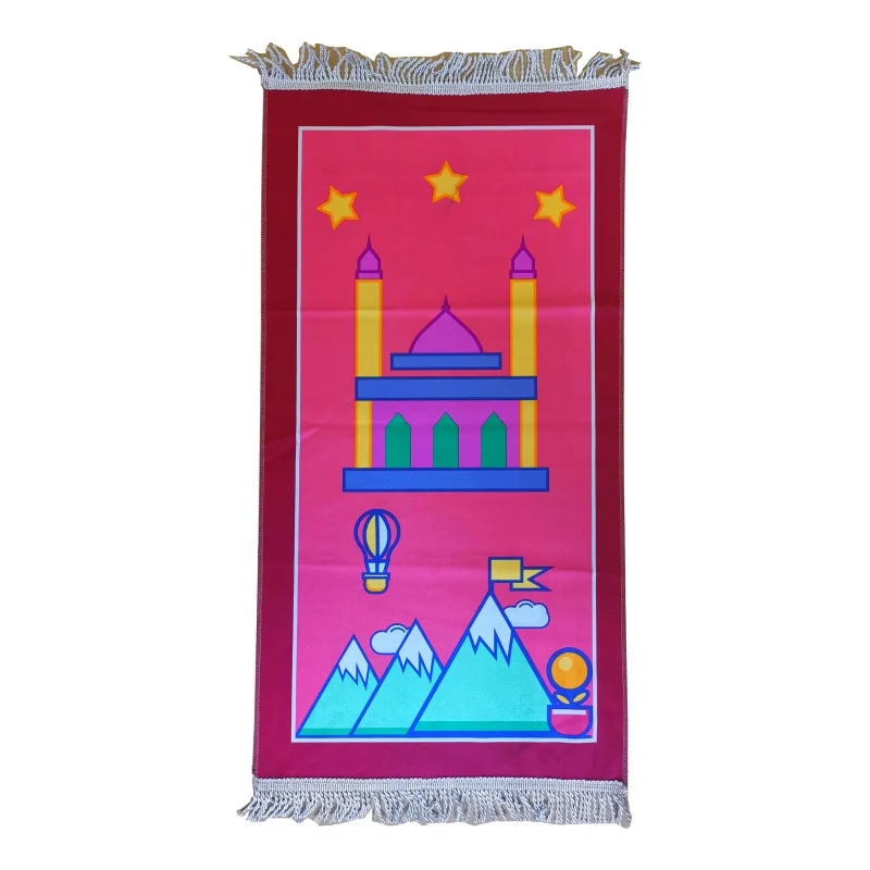 
Arabic Kids Children Prayer Mat Islamic Pray Rug Namaz Carpet eid gift Cartoon mix design 48x90cm 