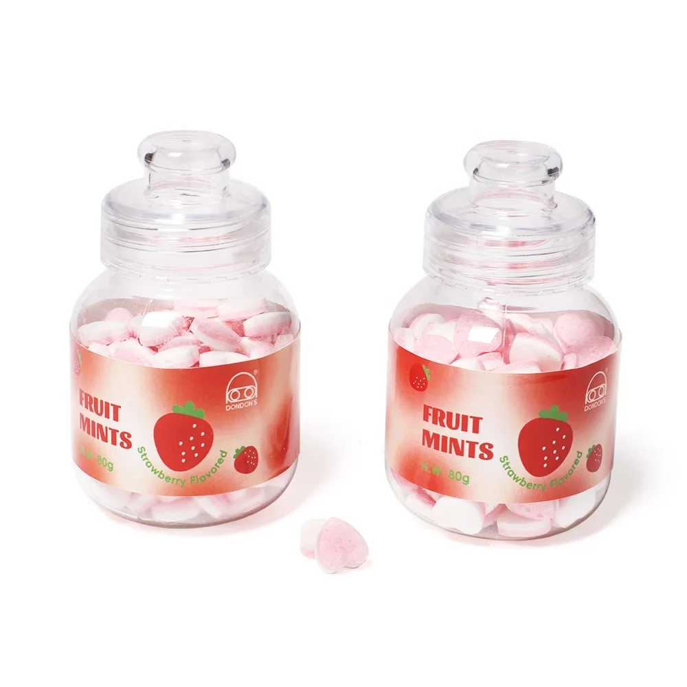 80g fruity candy confectionery sour candies sweets vitamin c candy  in plastic jar for children