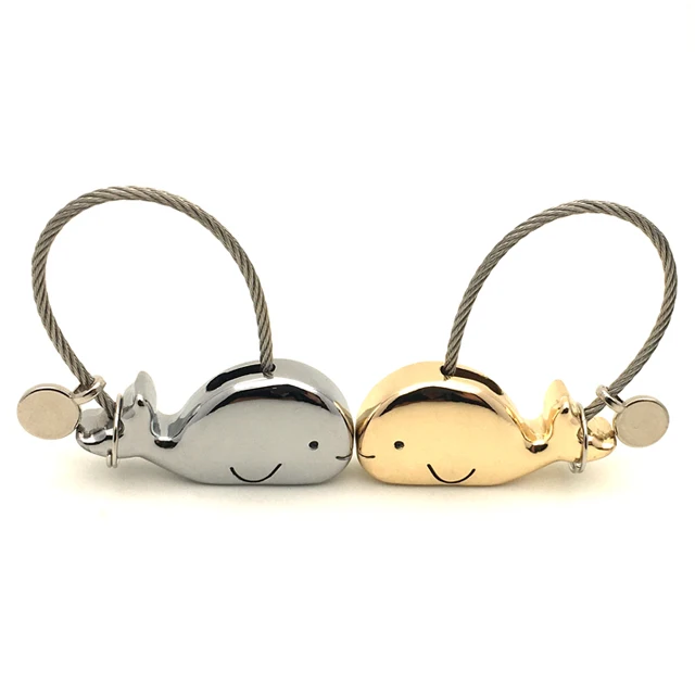 Fish Shape 3D Keychain Metal Whales Animals Couples Love Keyring