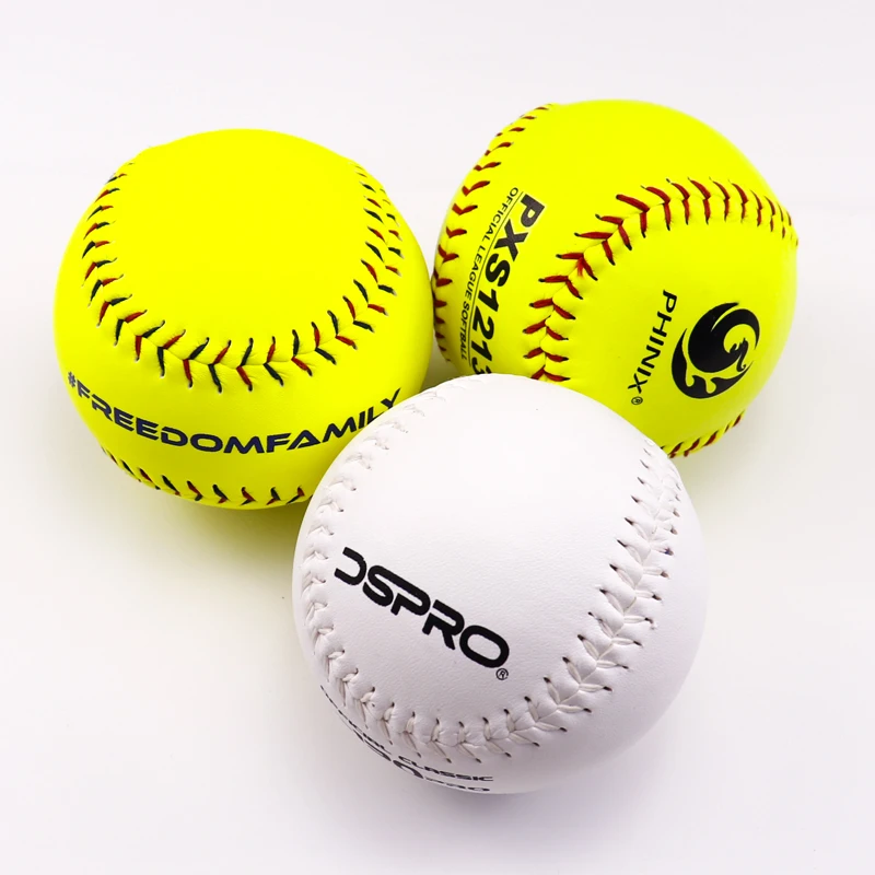 High Quality wholesale softball balls 12inch Optic yellow pvc leather high PK grade cork center softball With Hot sale