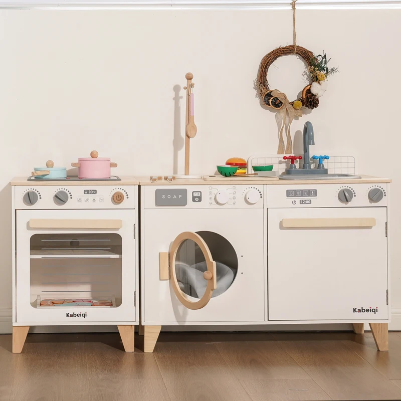 Pretend Play Simulation Kitchen Toy Cook house Educational wholesale Wooden Combination Oven Toys For kids CE CPC