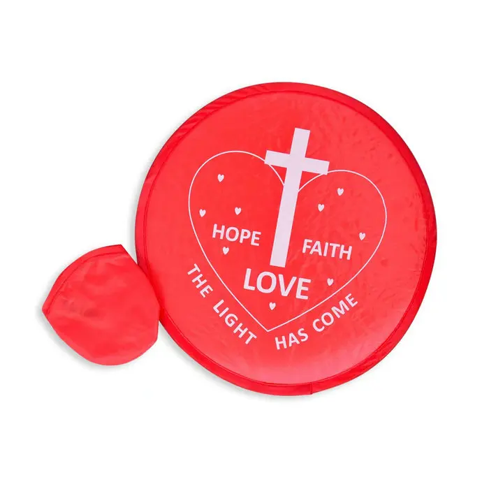 Custom Foldable Nylon Flying Disc Folding Fan Flexible  Flyers Sublimation Round Handheld Fans