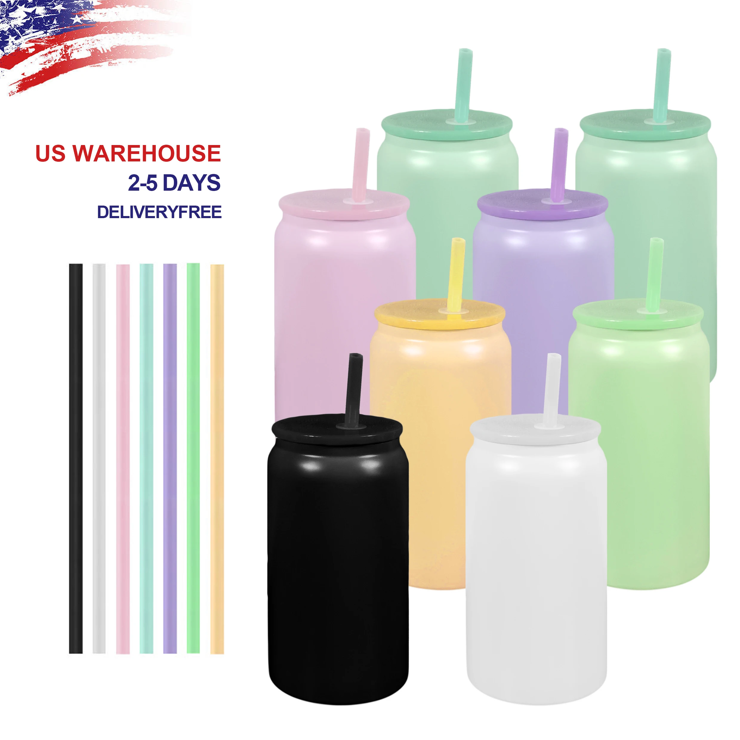 USA warehouse 304 stainless steel 16oz beer can for sublimation white blank beer soda can shape cups tumbler for UV dtf stickers