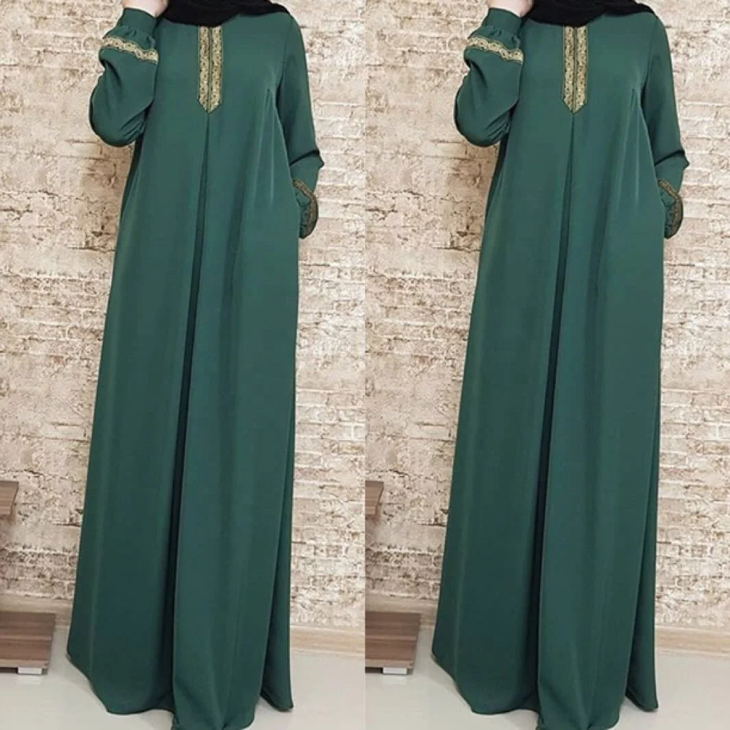 Printed Women Casual Plus Size Abaya Jilbab Robe Maxi Muslim Long Dresses