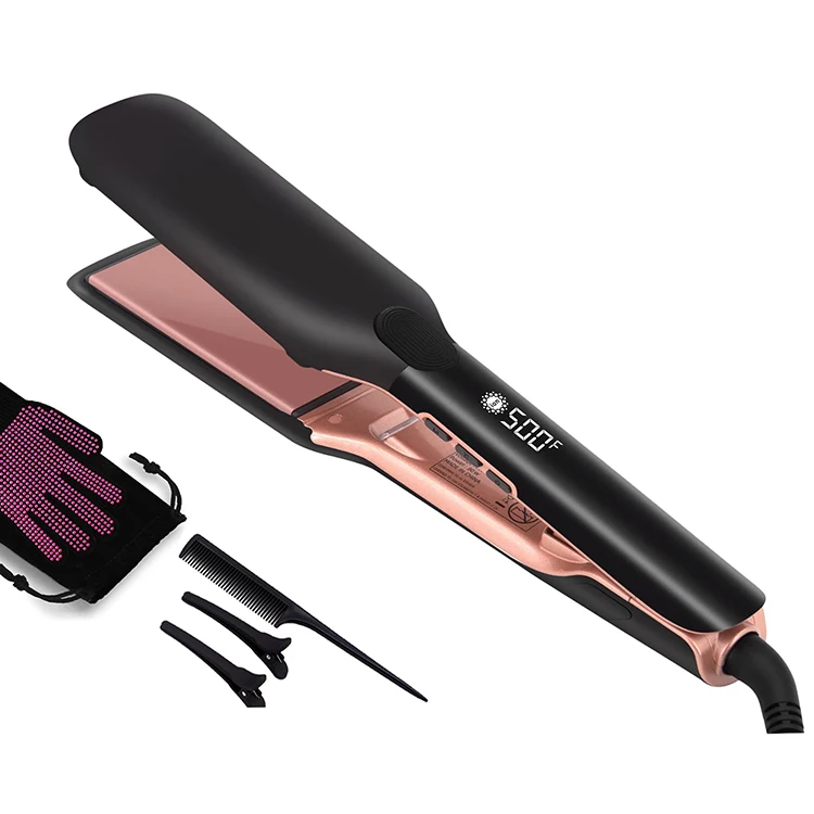 High Temp Professional 2 in 1 Hair Straighten Ceramic Wide Flat Iron Hair Straightener and Curler for Professional Salon