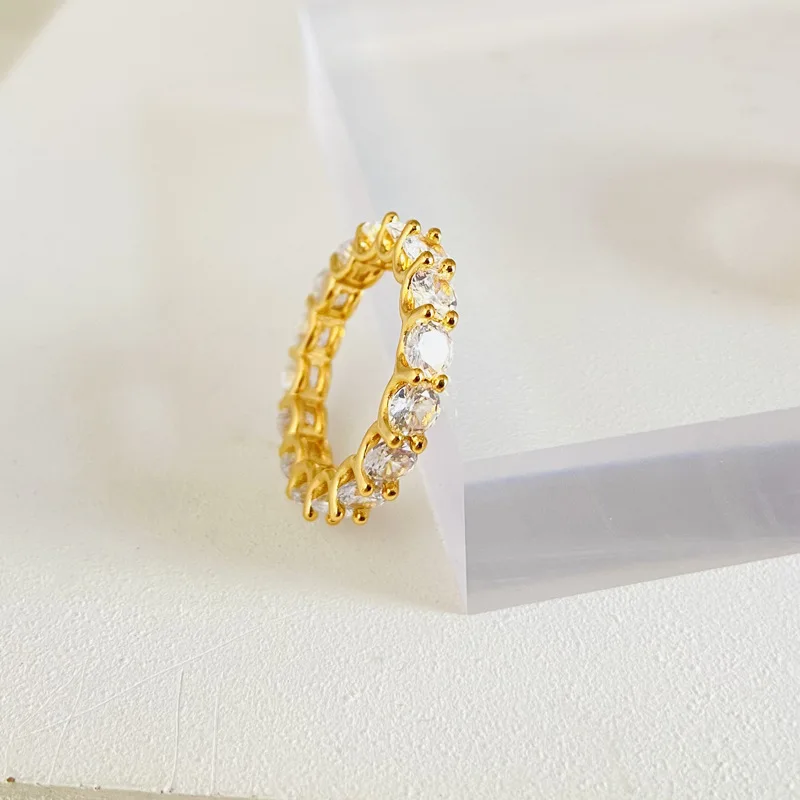 Rings for Women Stainless Steel Baguette Rings for Women 18K Gold Plated Stainless Steel Jewelry