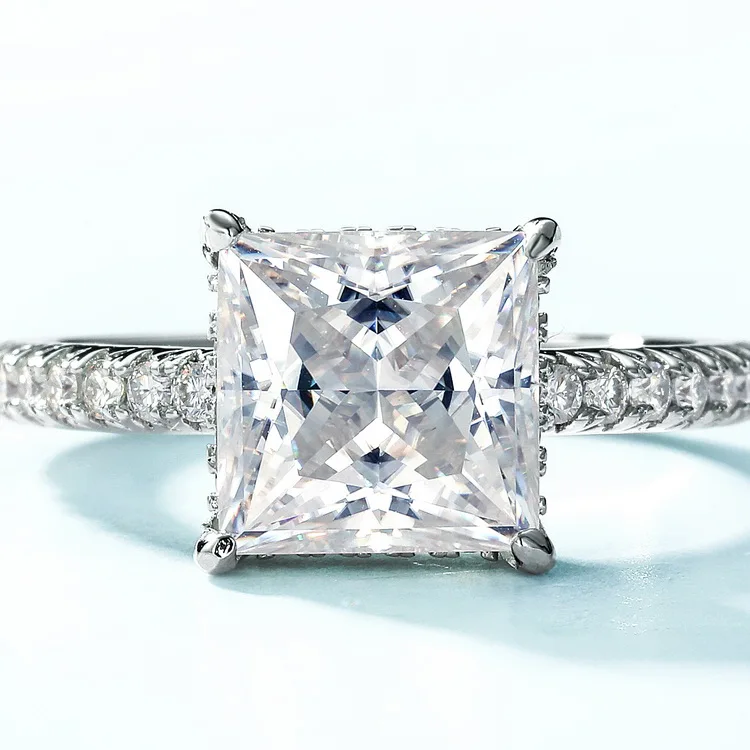Factory Price Vintage 925 Silver Jewelry Princess Square Cut Diamond Wedding Ring 3Carat Engagement Moissanite Ring