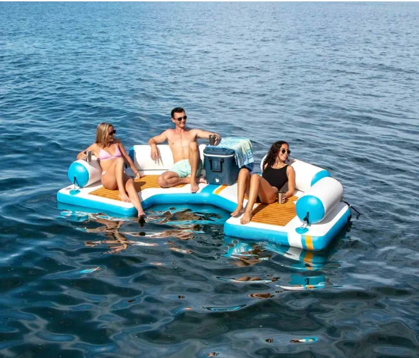 inflatable floating pontoon C-dock  shelter platform for leisure and recreation
