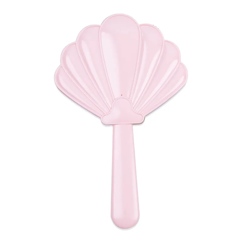 Trending Single-Sided Mini Cosmetic Mirror with Pocket New Brand Shell Shape Plastic Handheld Vanity Mirror Handle Mirror