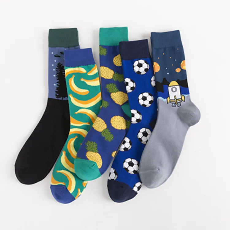 Long food pineapple socks newest high quality football pattern unisex cotton socks