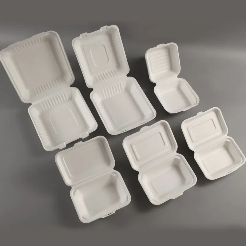 Health First Choice Takeaway Natural  100% Biodegradablesugarcane Bagasse Clamshell Box Disposable Food Containers