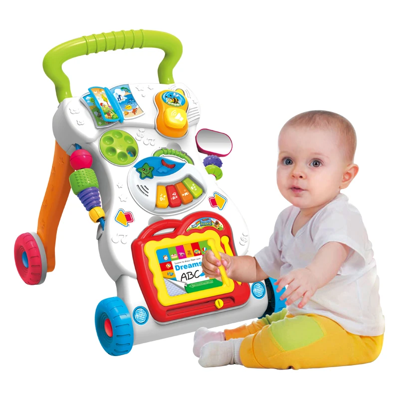 Huanger Early Education Toddler Gym Bebe Learning Roller Stroller Toys Baby Walker Music Multifunction