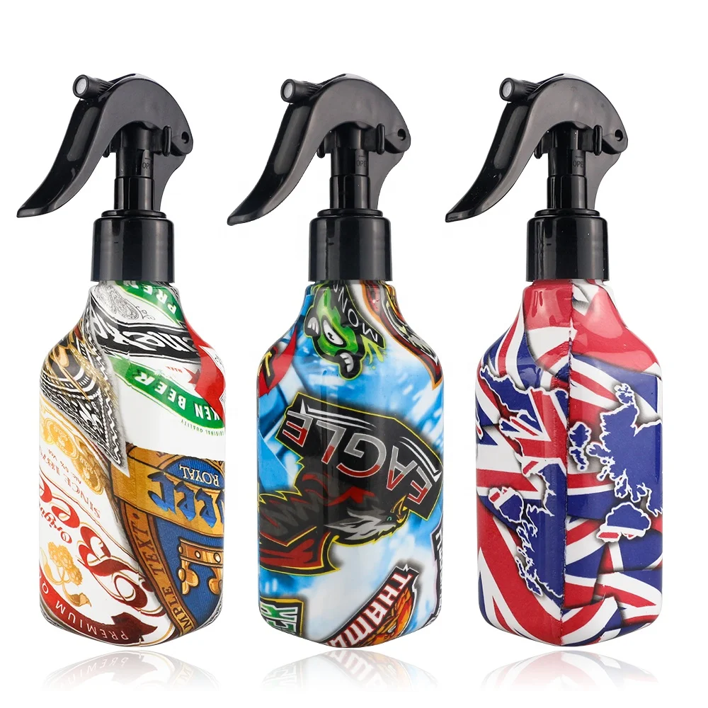 New Product Barbershop Water Bottle Spray Beer Pattern Mist Spray Bottle Flag Pattern Spray Pet Bottle