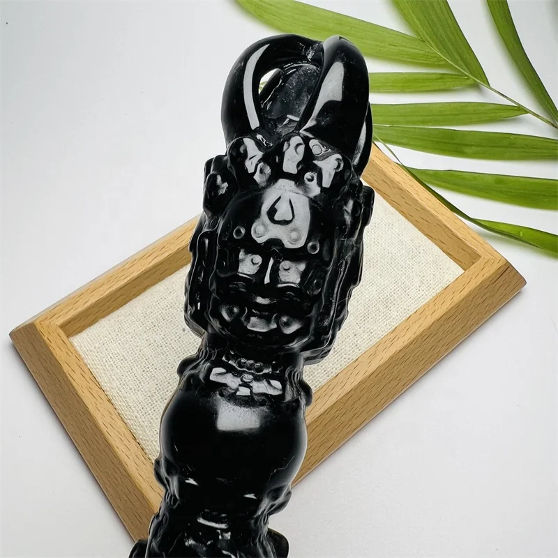 Bulk wholesale Hand carved crystal crafts carving obsidian vajra pestle for healing
