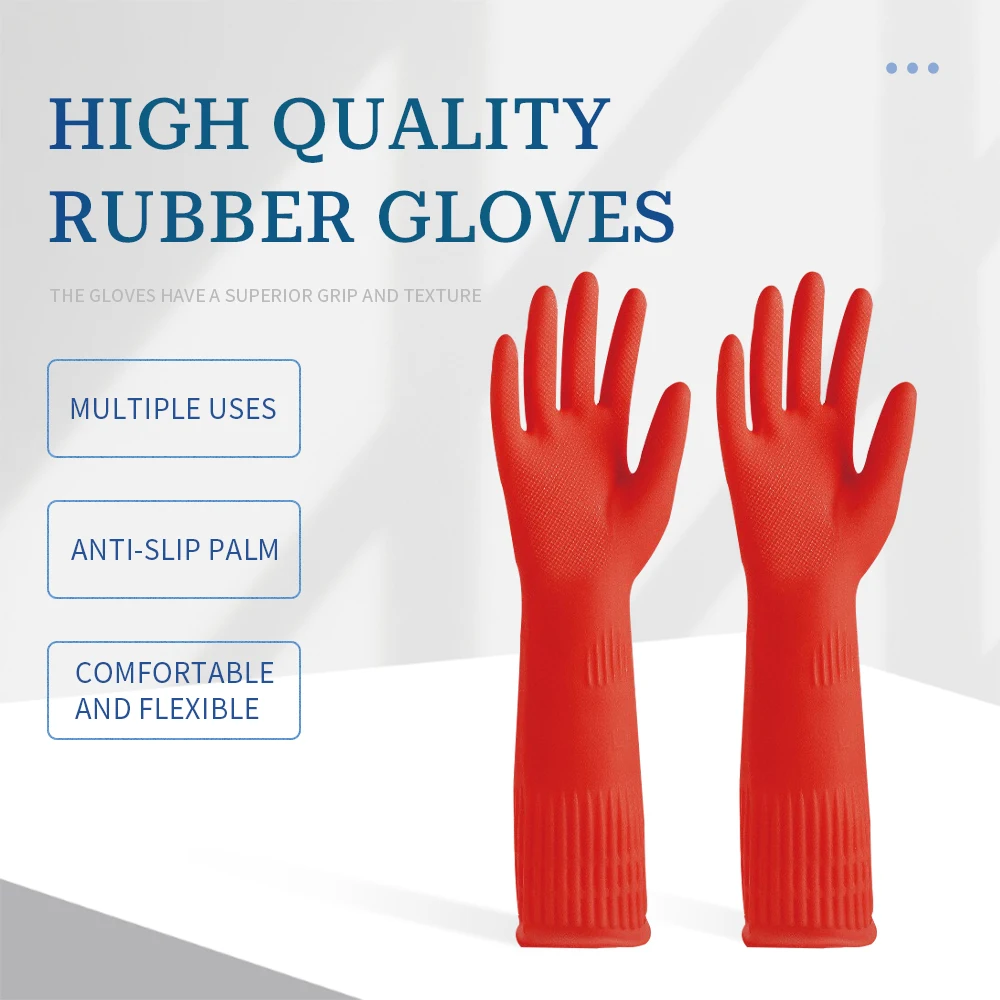 Durable Kitchen Gloves Long Latex Waterproof Cleaning Dish Washing General Purpose Safety Hand Protection