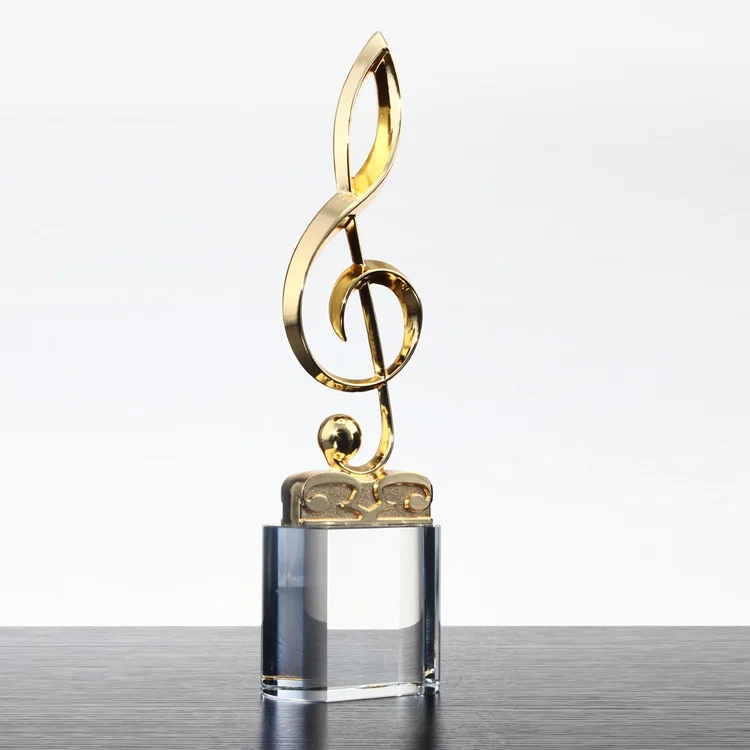 Musical crystal trophy customized Lettering  competition award trophy singing souvenir microphone