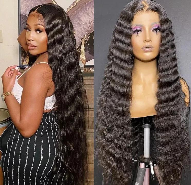 Wholesale Preplucked 30 Inch Hd Deep Wave Lace Frontal Wig 4x4 Deep Wave Closure Wig Deep Wave 13x4 Lace Front Human Hair Wigs