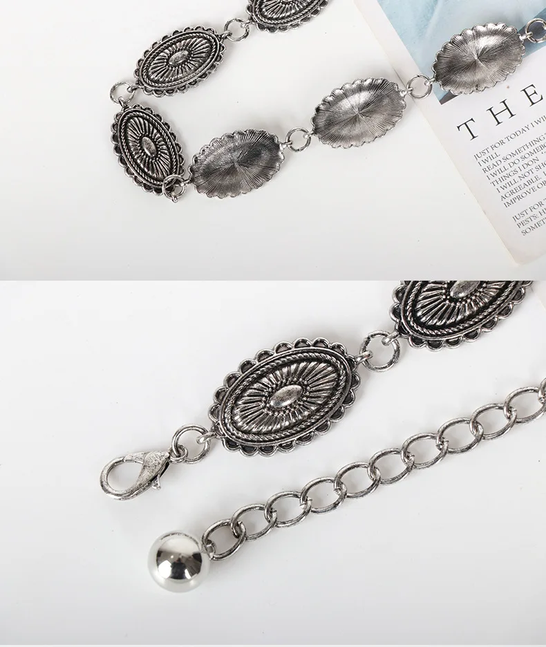 Fashion Costume Accessories Metal Chain Belt for Women Waist Chains for Dresses Jeans Western Cow Girl