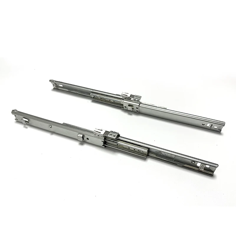 Three sections of thickened steel ball car table industrial track with closed pull-out retention slide