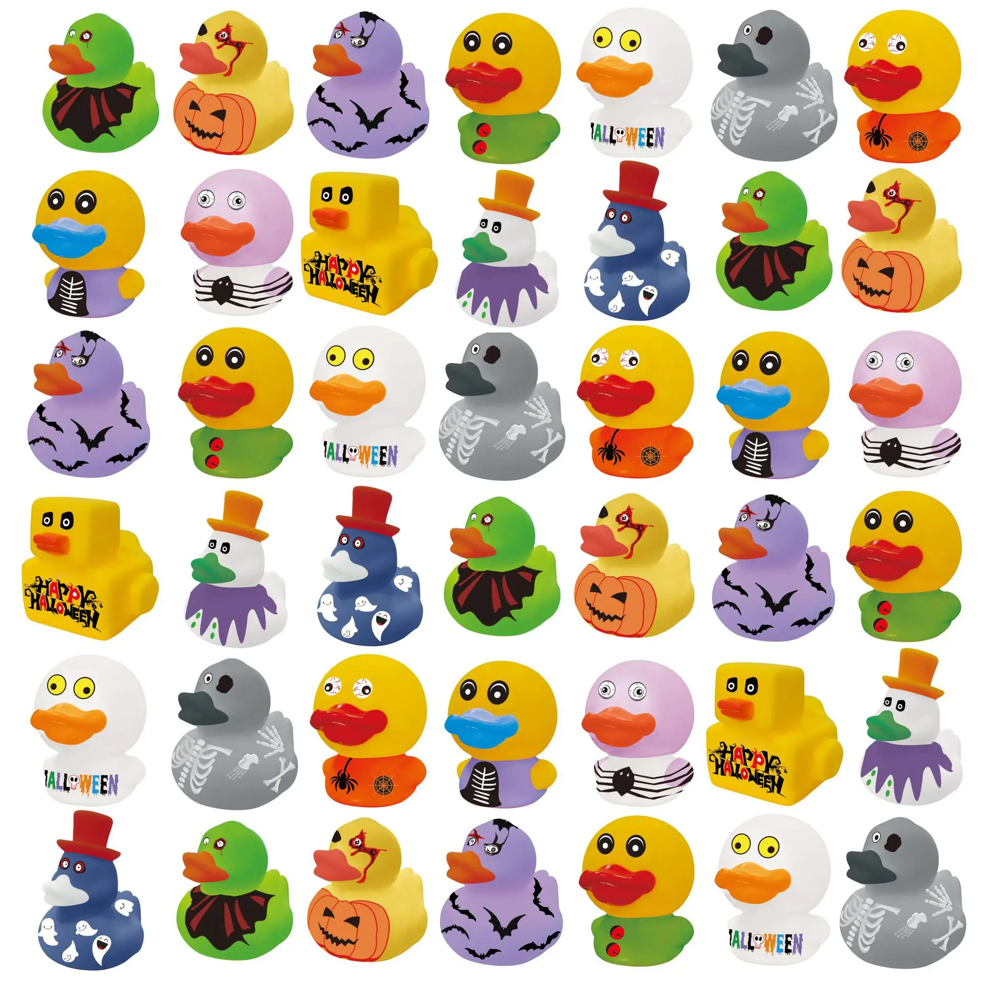 Halloween Vinyl Duck Toys Baby Bathing Water Play Toy Small Duck Floating Water Toys Halloween Scene Ornaments