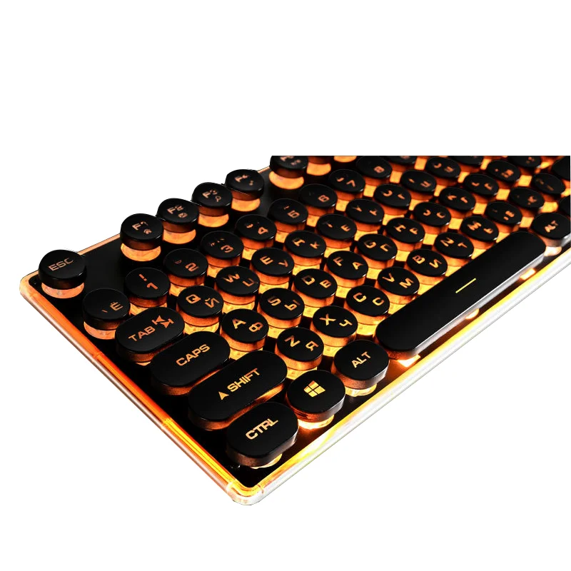 
Russian keyboard retro round luminous keycap backlit USB wired keyboard 