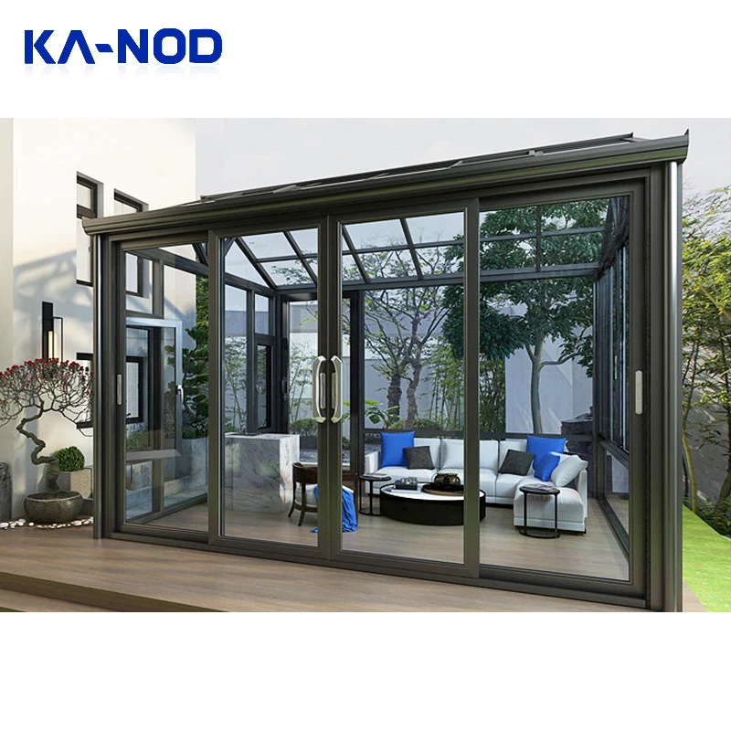 Balcony Freestanding Winter Garden Aluminum Frame Sloped Roof Solarium Outdoor Greenhouse Solarium