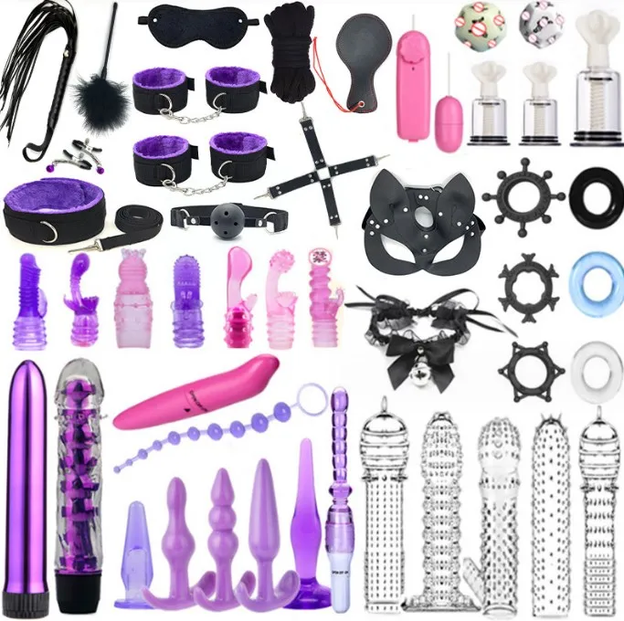 BDSM Restraints Kit 47 Pcs Bondage Eye Mask Blindfolds Soft Wrist Ankle Handcuff Sex Bondage SM Kit BDSM Products set