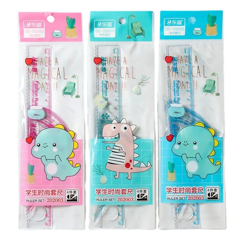 2024 Cheap Promotional Kids Student art drawing tools cute fashion design goniometer angle ruler sets stationery for girls
