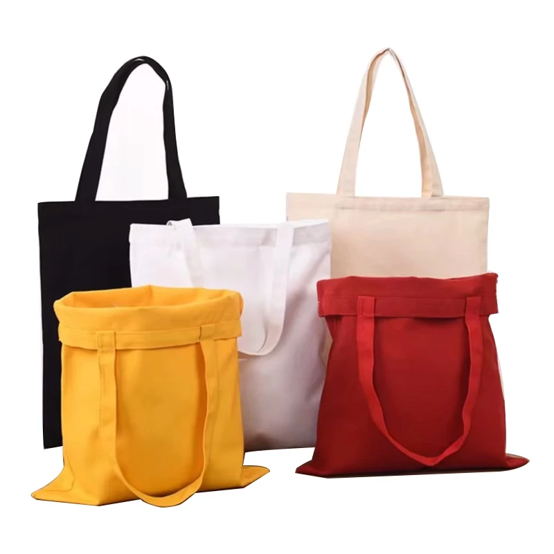 Wholesale printable black thick organic canvas cotton shopping tote bag eco friendly with custom printed logo