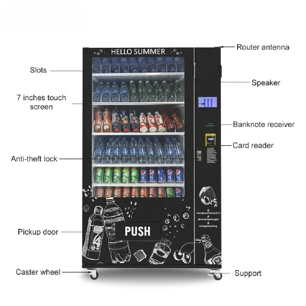 drink vending machine large capacity combo candy and snack for foods and drinks vending machine
