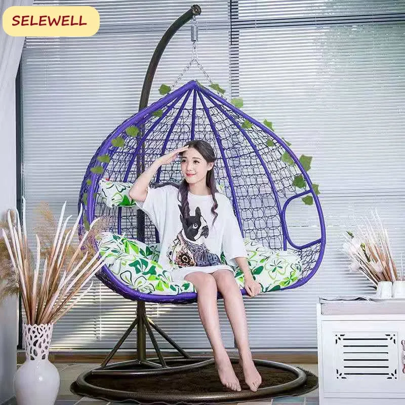 SELEWELL лидер продаж уличное садовое подвесное кресло из ротанга плетеное для отдыха патио кресло-качалка