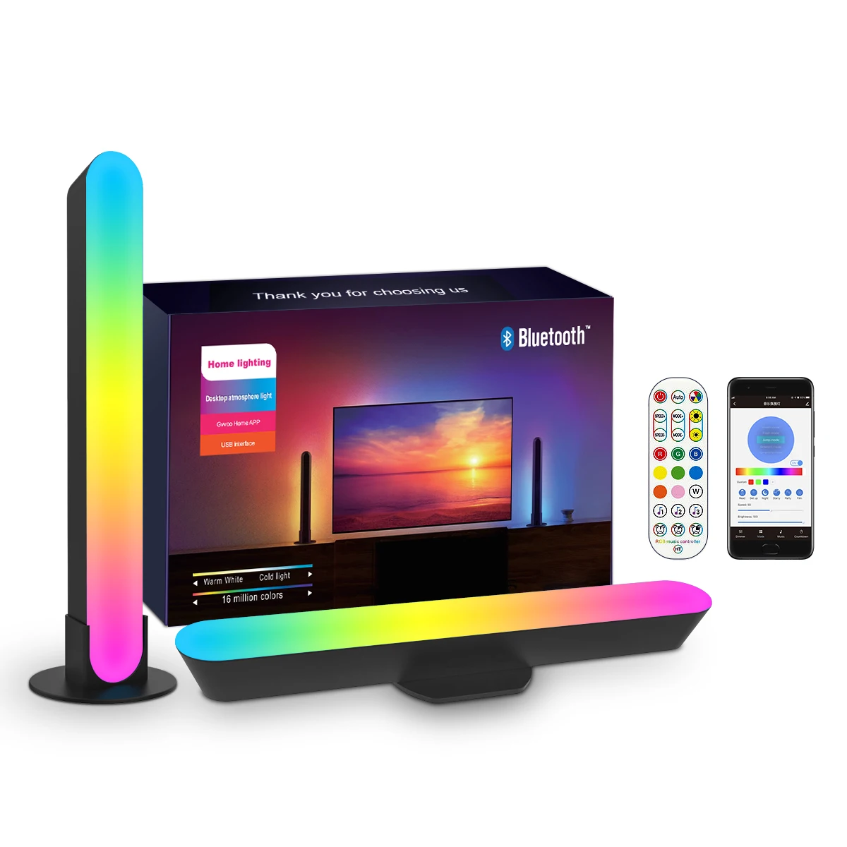 RGB Smart Table Lamp Bedroom Atmosphere RGB color Changing desk Light App control Table-Wall LED-Lamp