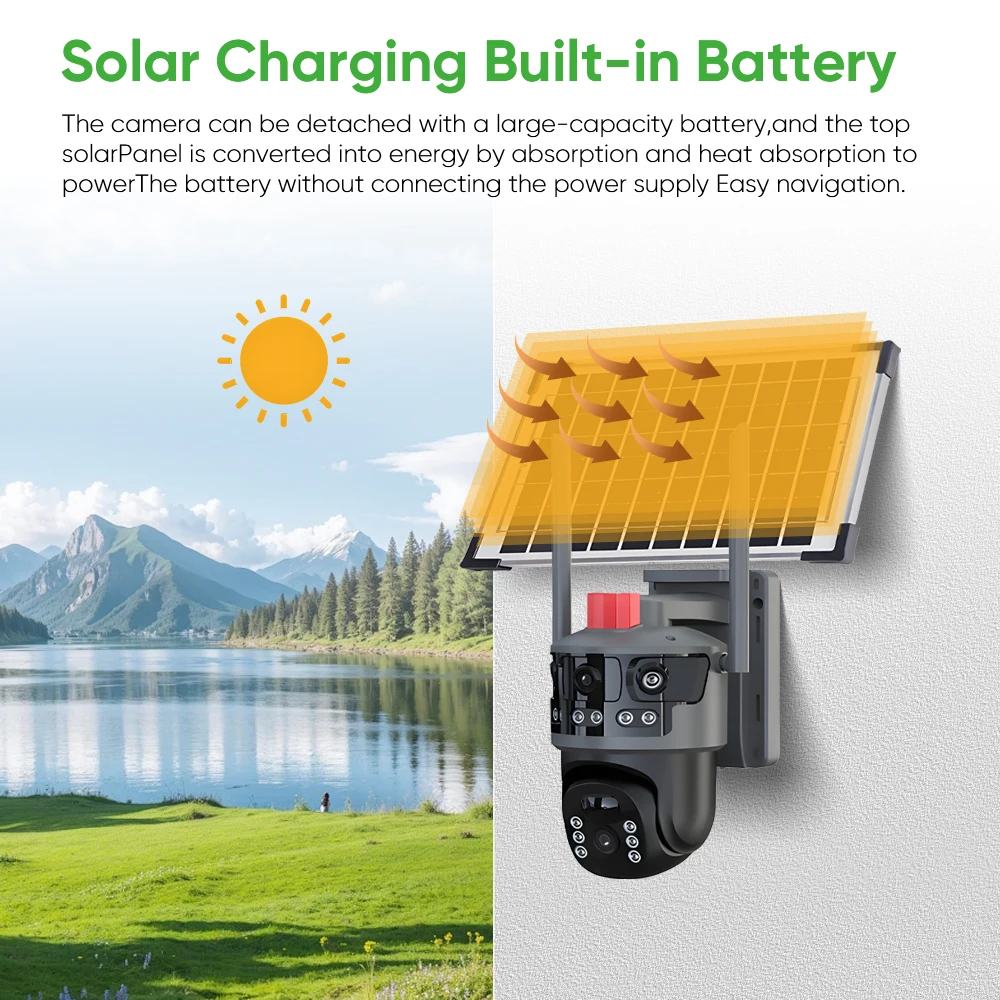 Solar Outdoor Security Camera System 600W Wireless Solar Power Kit Camera With 1 LENS