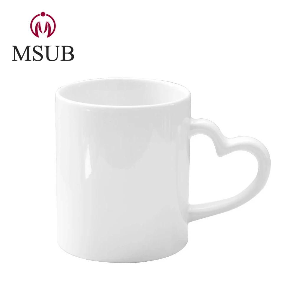 2020 New Product Blank Ceramic Sublimation Mugs Pair Mug heart handle cup