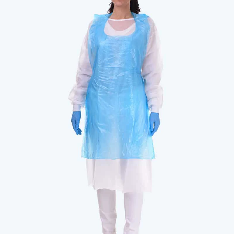 Custom print logo personalized cleaning uniform housekeeping pe cpe blank pinafore aprons waterproof for restaurants server